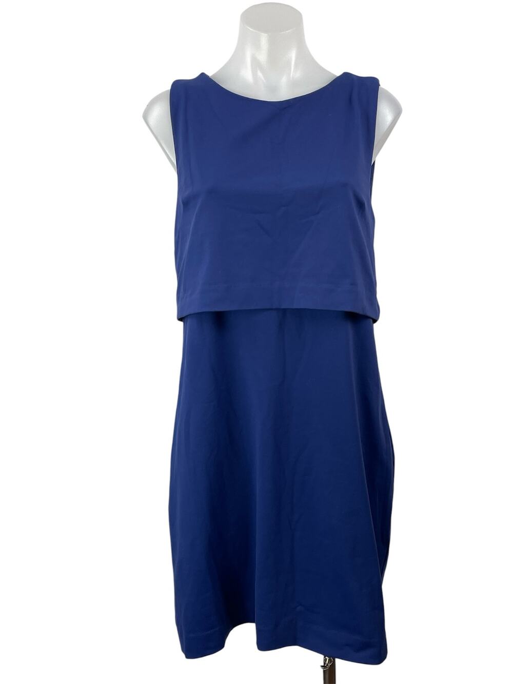 Cynthia Rowley Blue Sleeveless Round Neck Layered Mini Sheath Dress Size 8